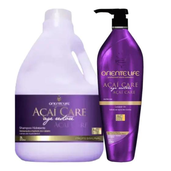 Imagem de Kit Açaí Care 1 Shampoo 2L 1 Defrizante 1L Oriente Life