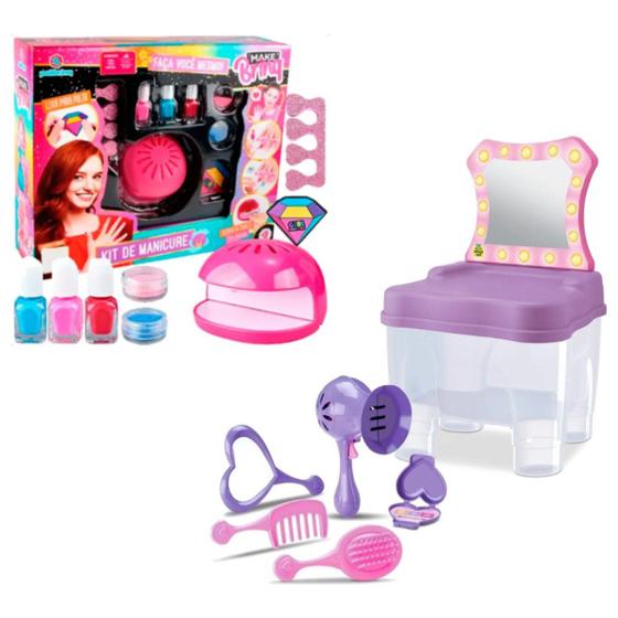 Imagem de Kit Acessório Camarim Infantil e Manicure Meninas C/ Esmalte