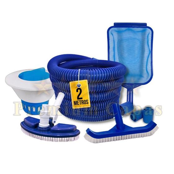 Kit Acessórios Aspirador mangueira peneira escova clorador Para Limpeza de Piscinas Pequenas Menor preço em Kit Acessórios Aspirador mangueira peneira escova clorador Para Limpeza de Piscinas Pequenas
