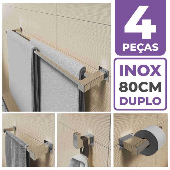 Kit Acessórios Banheiro/lavabo 4 Peças Aço Inox 304 Q4F Menor preço em Kit Acessórios Banheiro/lavabo 4 Peças Aço Inox 304 Q4F