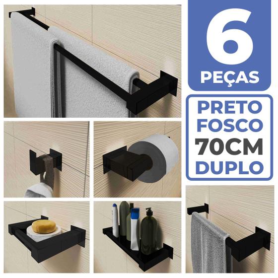 Imagem de Kit Acessórios Banheiro/lavabo 6 Peças Aço Inox 304 Preto Fosco Q6DPF