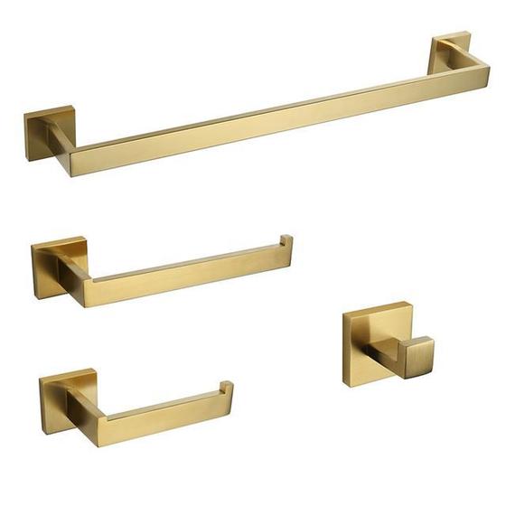 Imagem de Kit Acessórios Banheiro Metal Elegante 4 Peças Dourado