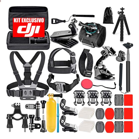 Imagem de Kit Acessórios Completo Para Câmera de Ação DJI Suporte Capacete Bastão de Selfie Peitoral