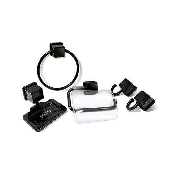Imagem de Kit Acessórios De Banheiro 5 Peças Preto