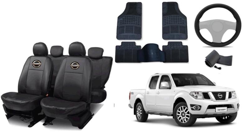 Imagem de Kit Acessórios Nissan Frontier 2015-2020: Capa de Couro, Tapetes e Capa de Volante
