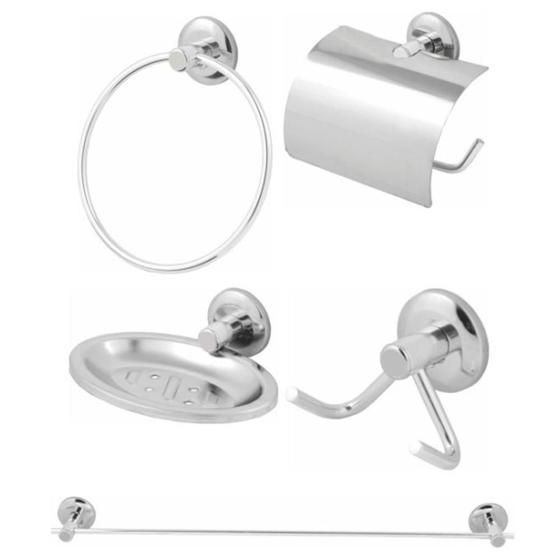 Kit Acessórios P/ Banheiro Aço Inox 5 Peças Hidrolar Menor preço em Kit Acessórios P/ Banheiro Aço Inox 5 Peças Hidrolar