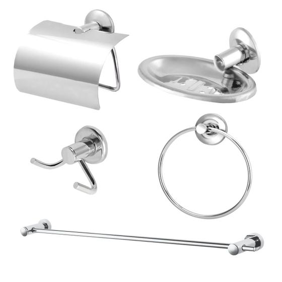 Imagem de Kit Acessórios Para Banheiro 5 Peças Aço Inox / Alumínio