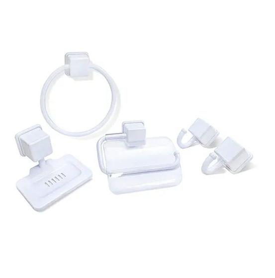 Imagem de Kit Acessórios Para Banheiro 5 Peças Caribe Branco Arqplast