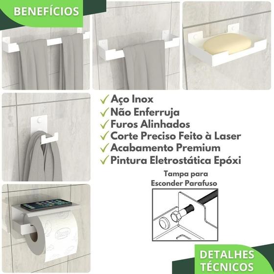 Imagem de Kit Acessórios Para Banheiro Branco 5 Peças Elg