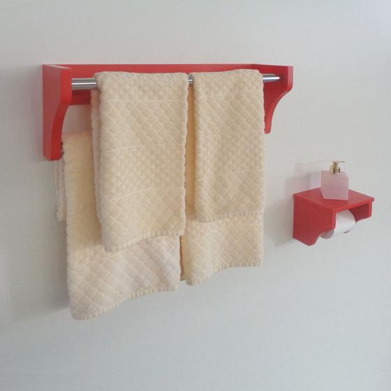 Kit Acessórios para Banheiro Conjunto 2 peças Porta Toalhas Papel Higiênico Vermelho Laca Menor preço em Kit Acessórios para Banheiro Conjunto 2 peças Porta Toalhas Papel Higiênico Vermelho Laca