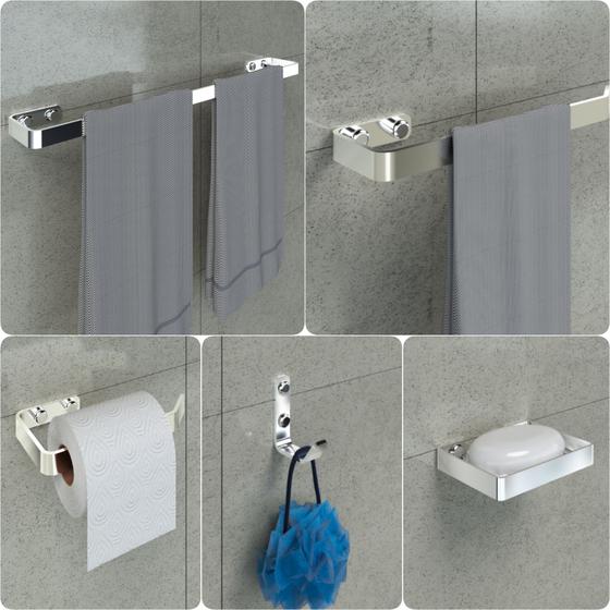 Kit Acessórios Para Banheiro Cromado 5 Peças Menor preço em Kit Acessórios Para Banheiro Cromado 5 Peças