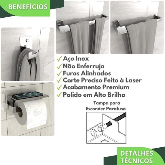 Imagem de Kit Acessórios Para Banheiro Inox 4 Peças Elg