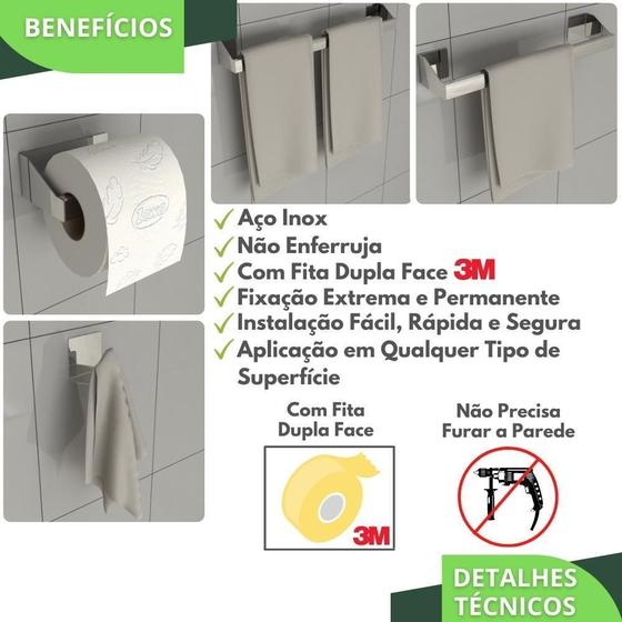 Imagem de Kit Acessórios Para Banheiro Inox 4 Peças Master Slim Df