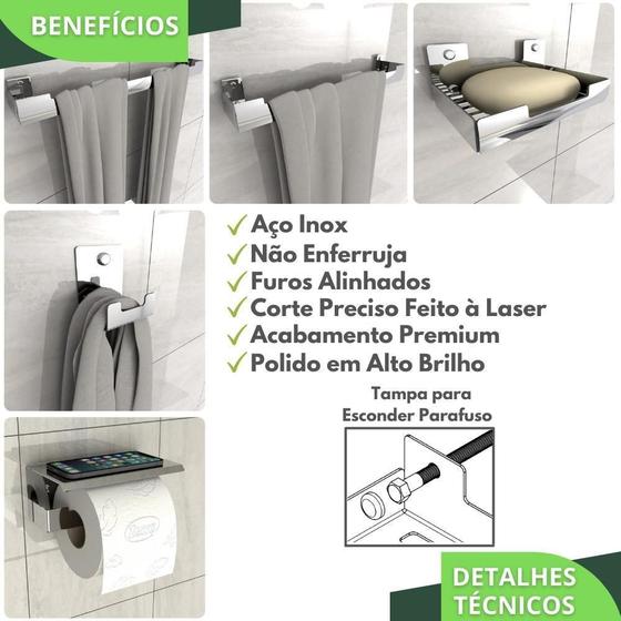 Imagem de Kit Acessórios Para Banheiro Inox 5 Peças Elg