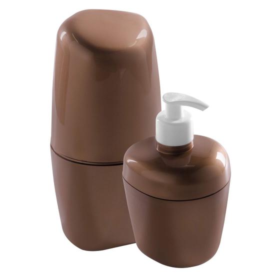Imagem de Kit Acessórios para Banheiro Plástico 2 Peças Astra Bronze