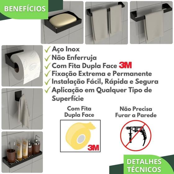 Imagem de Kit Acessórios Para Banheiro Preto 6 Peças Master Slim Df