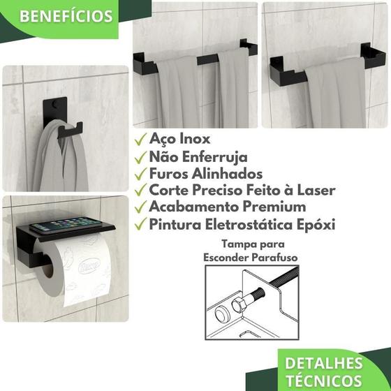Kit Acessórios Para Banheiro Preto Fosco 4 Peças Elg Menor preço em Kit Acessórios Para Banheiro Preto Fosco 4 Peças Elg