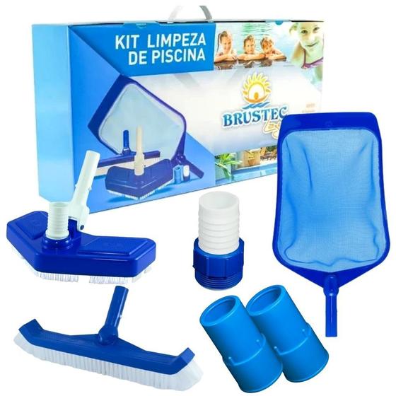 Imagem de Kit  Acessórios para Limpeza de Piscina Fibra, Alvenaria e Vinil - Brustec