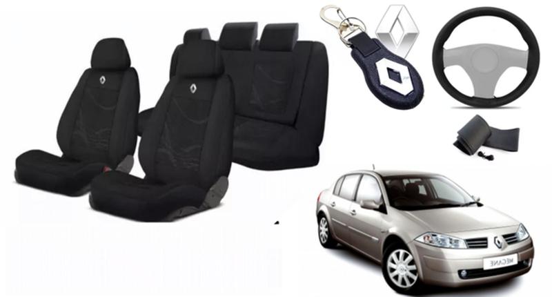 Imagem de Kit Aconchego Premium Tecido Megane 1997-2012 + Volante + Chaveiro