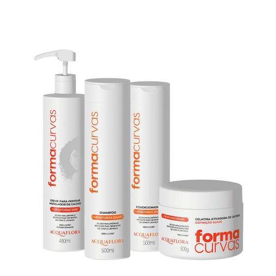 Imagem de Kit Acquaflora Forma Curvas Duo Creme de Pentear Cachos e Gelatina Suave (4 produtos)