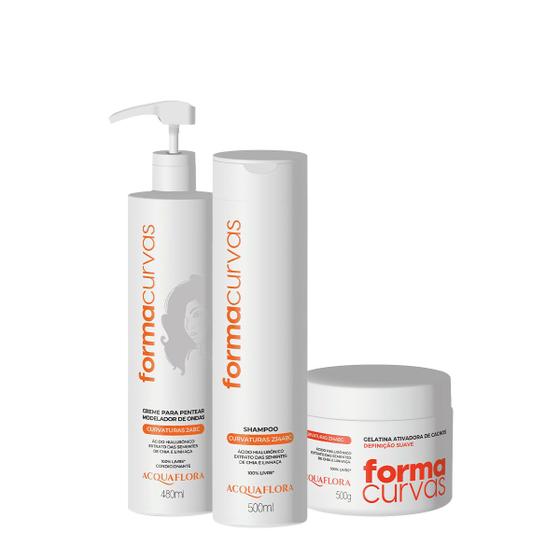 Imagem de Kit Acquaflora Forma Curvas Shampoo Creme de Pentear Ondas e Gelatina Suave (3 produtos)