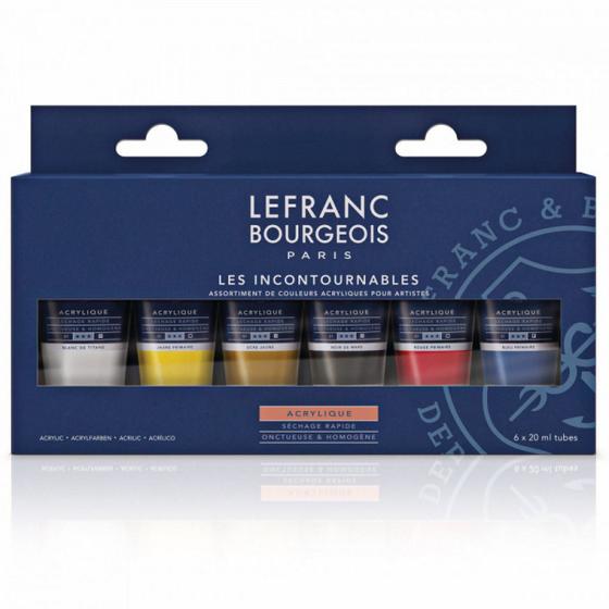 Imagem de Kit Acrílica Fine Lefranc & Bourgeois 20ml 6 Cores