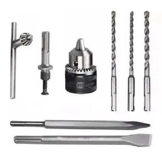 Kit Adaptador 9 Peças Mandril Chave Aperto Brocas Martelete Menor preço em Kit Adaptador 9 Peças Mandril Chave Aperto Brocas Martelete