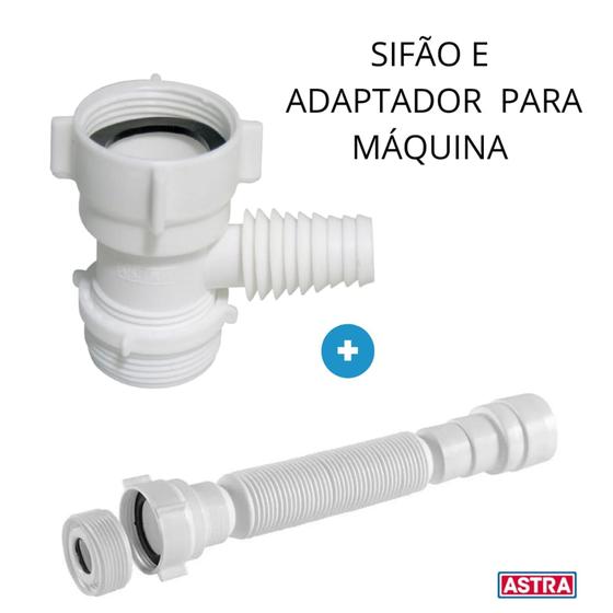 Kit Adaptador De Máquina De Lavar/louça + Sifão Branco Astra Menor preço em Kit Adaptador De Máquina De Lavar/louça + Sifão Branco Astra