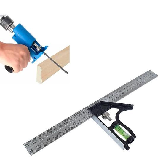 Imagem de Kit Adaptador Tico-Tico + Esquadro Combinado Com Nível