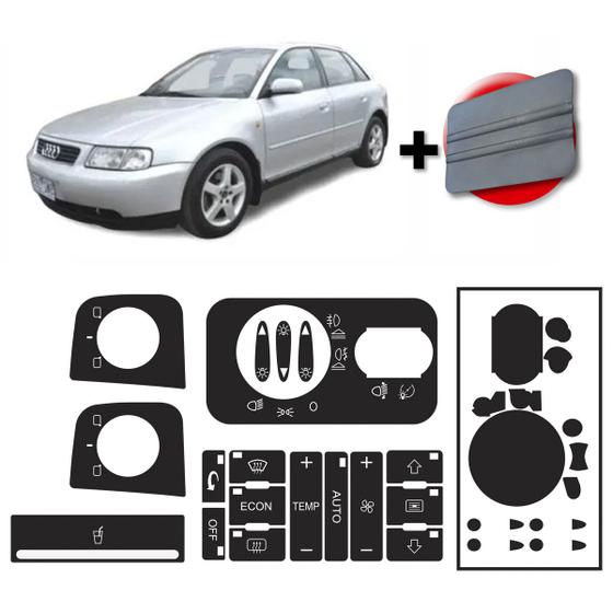 Kit Adesivo Audi A3 Ar Luz Retrovisor Porta Copos Menor preço em Kit Adesivo Audi A3 Ar Luz Retrovisor Porta Copos