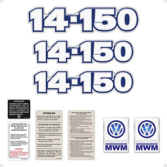 Imagem de Kit Adesivo Caminhão VW 14-150 Emblemas Azul/branco Genérico