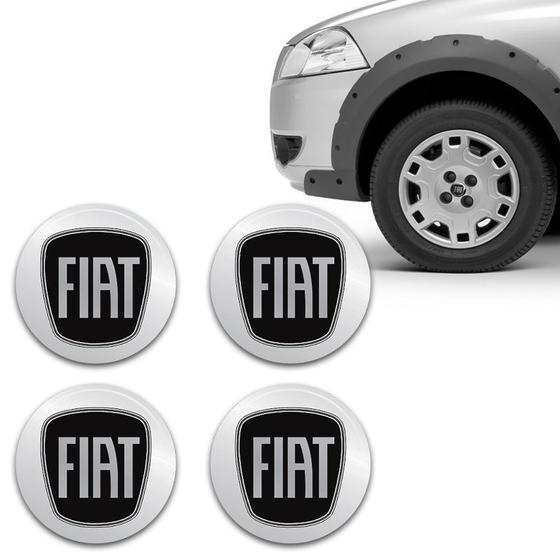 Imagem de Kit Adesivo De Calota Emblema Fiat Black Piano Resinado 51mm