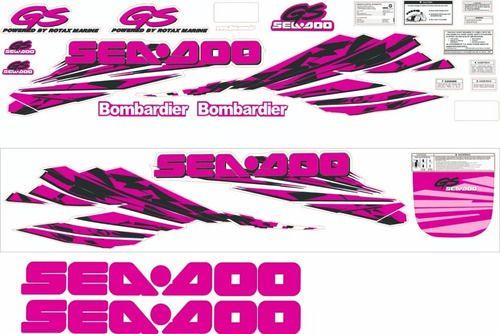 Imagem de Kit Adesivo Faixa Jet Ski Seadoo Gs 98 Rosa E Preto