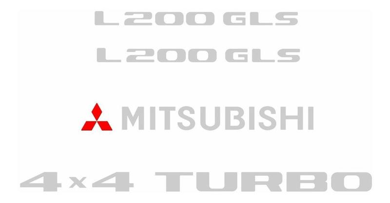 Imagem de Kit Adesivo L200 Gls 4x4 Turbo Emblema Mitsubishi Prata