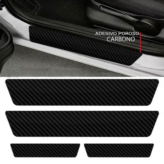 Imagem de Kit Adesivo Protetor Fibra Carbono De Porta Universal Carro