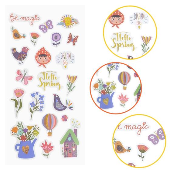 Imagem de Kit Adesivo Scrapbook Be Magic Spring Foil Artesanato Decor