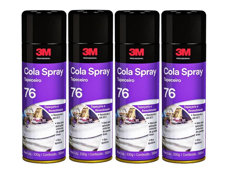 Kit Adesivo Spray 76 3M Cola Sapateiro De Contato 4 Unidades Tapeçaria e Revestimento Profissional Imagem de Kit Adesivo Spray 76 3M Cola Sapateiro De Contato 4 Unidades Tapeçaria e Revestimento Profissional