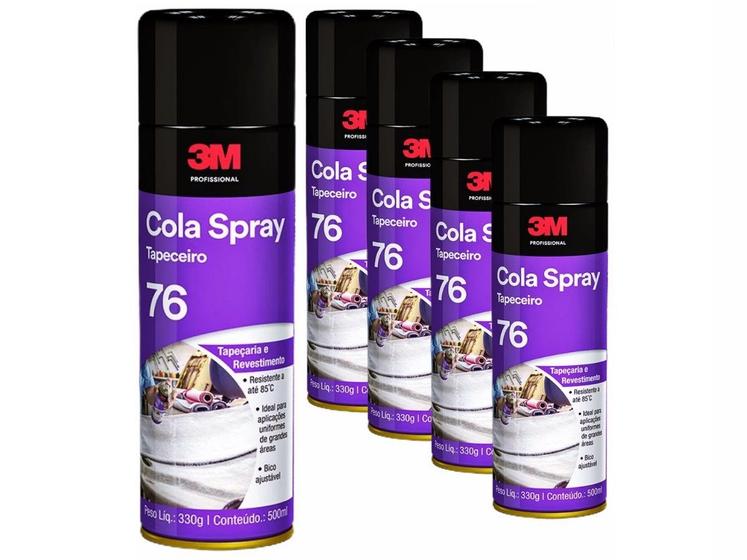Imagem de Kit Adesivo Spray 76 3M Cola Sapateiro De Contato 5 Unidades