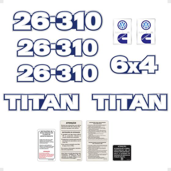 Imagem de Kit Adesivos Caminhão Vw 26-310 6x4 Titan Emblemas Genérico