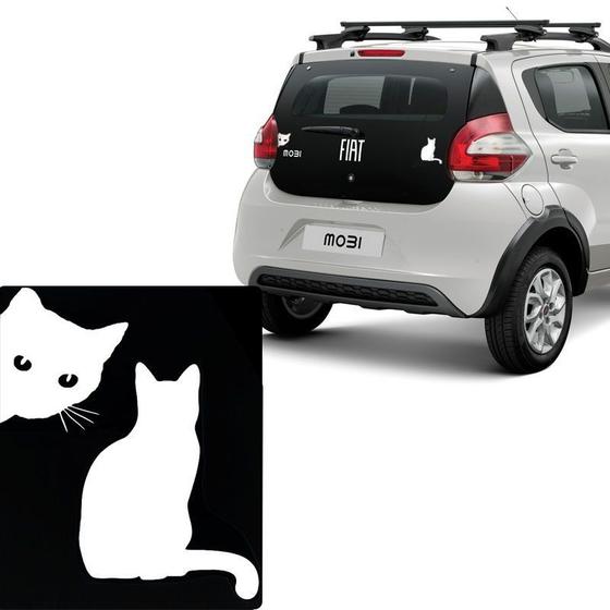 Imagem de Kit Adesivos Emblema Gato Lateral e Gato de costas Branco