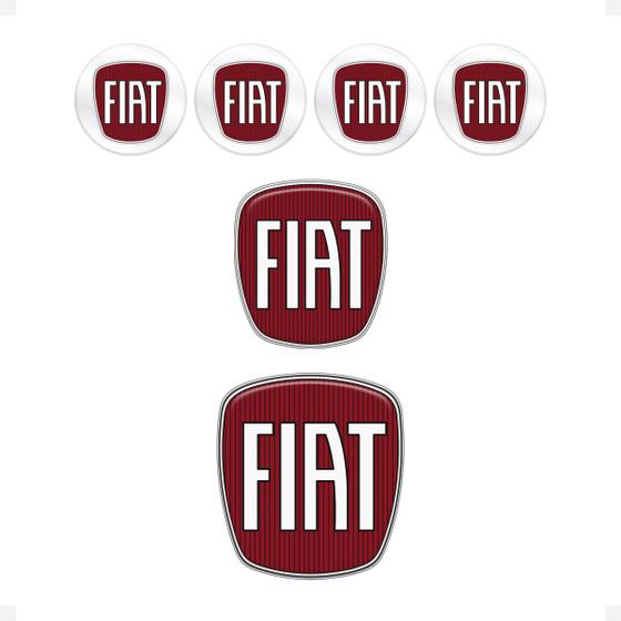 Imagem de Kit Adesivos Fiat Doblo Emblemas Logo Vermelho - Genérico