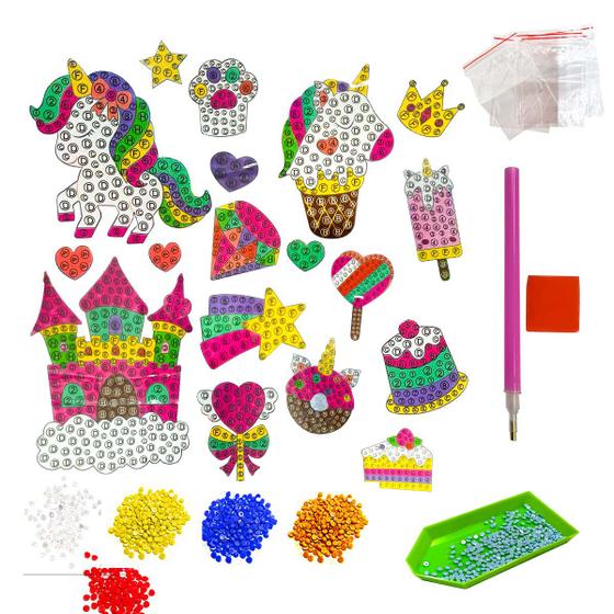 Imagem de Kit adesivos para pintura infantil com diamantes strass diamond crianças meninos meninas