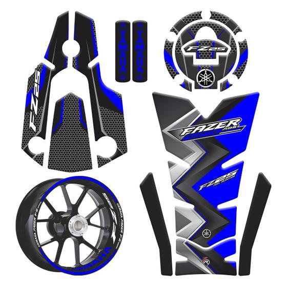 Imagem de Kit Adesivos Protetores e Friso Yamaha Fazer FZ25 Azul