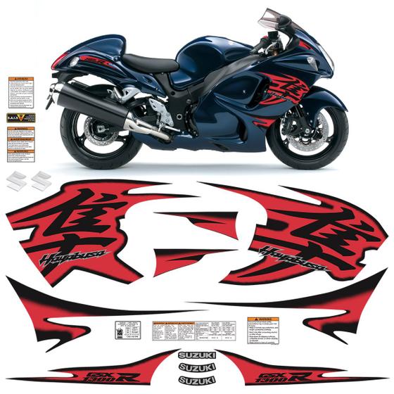 Imagem de Kit Adesivos Suzuki Hayabusa Gsx 1300r 2012 Preto E Vermelho