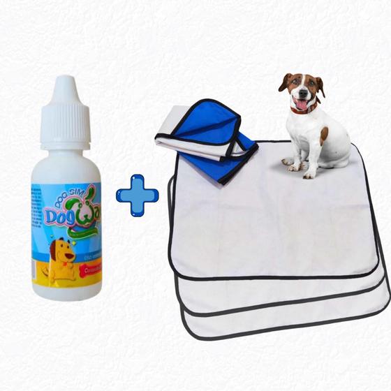 Imagem de Kit Adestramento 3 Tapetes Higiênicos 70x50 + Educador Sanitário XIXI SIM Dog Way 20ml para Pets