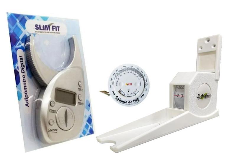 Kit Adipômetro Digital com Estadiômetro e Trena com disco de IMC para Avaliação Física - Slim Fit Menor preço em Kit Adipômetro Digital com Estadiômetro e Trena com disco de IMC para Avaliação Física - Slim Fit