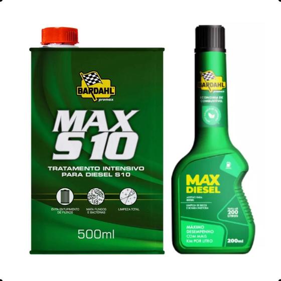 Imagem de Kit Aditivo De Combustível Diesel Max S10  500mL  E Max Diesel Bardahl 200mL