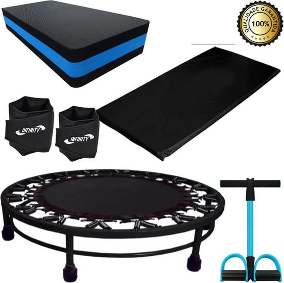 Imagem de Kit Aeróbico Mini Jump+Colchonete+Extensor+Step+Caneleira 1K