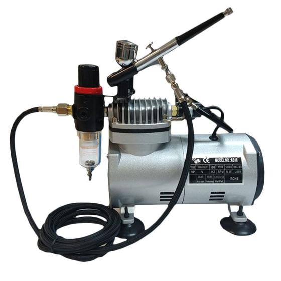 Imagem de Kit aerografo compressor 110/220 profissional + aerografo