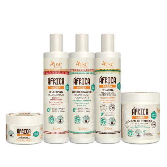 Imagem de Kit África Baobá Apse - Shampoo, Condicionador, Gelatina, Máscara e Creme de Pentear